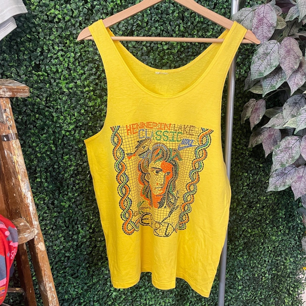 vtg 80s NIKE RUNNING MARATHON Tank Top L //cover gym track runner retro medium